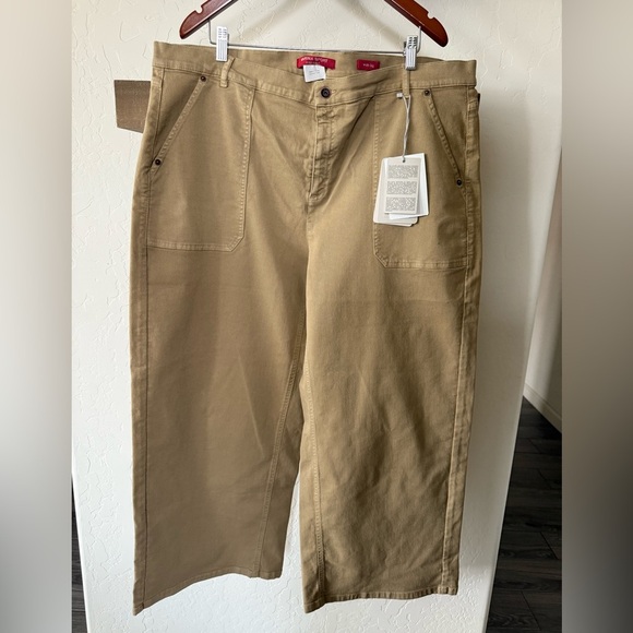 Marina Sport|Women’s plus size wide leg tan khaki jeans in size 24•••NWT,Boho - Picture 2 of 16
